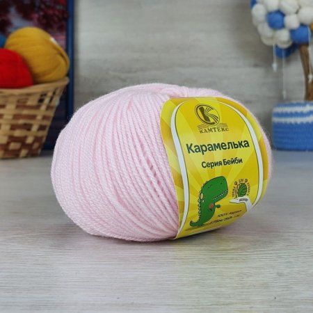 Пряжа Камтекс КТ "Карамелька" 100% акрил 1 х 50 г 175 м 293 розовый песок KAM-CAR-293
