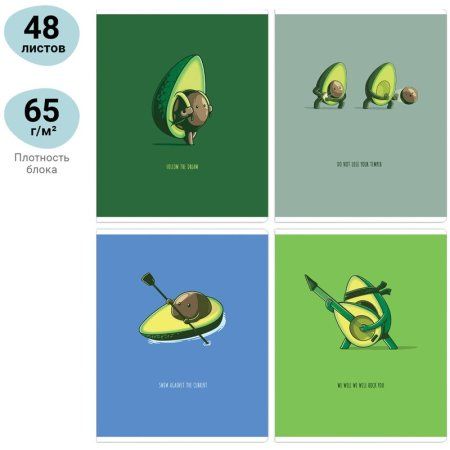 Тетрадь 48л. A5 клетка MESHU "Avocadreams" матовая ламинация, выборочный УФ-лак RE-MS_43124