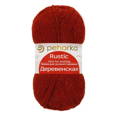 Пряжа Пехорская ПТ "Деревенская" 100% шерсть 1 х 100 г 250 ± 15 м №487 красное дерево PEH-DER-487