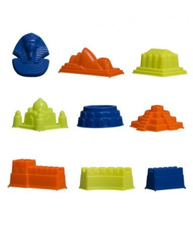 Игровой набор с песком ТМ Космический песок "Вокруг света" 2 кг, зеленый, желтый с ароматом банана, 9 формочек, песочница AS-KPTVS