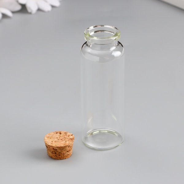 Декор для творчества "Бутылочка с пробкой" 40 мл 8 х 3 х 3 см стекло набор 3 шт SIM-9769444