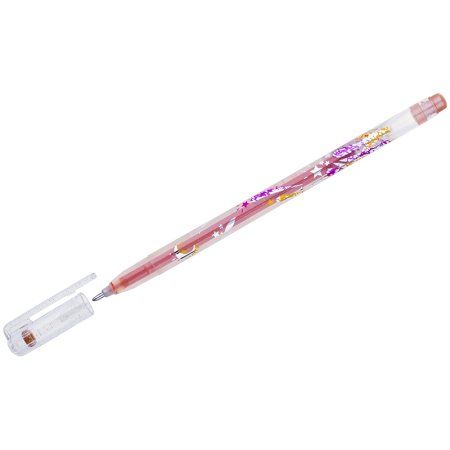 Ручка гелевая Crown "Glitter Metal Jell" оранжевая с блестками, 1.0 мм RE-MTJ-500GLS(D)-3