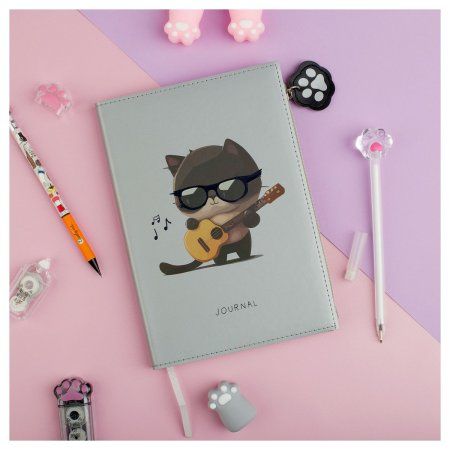 Ежедневник недатированный А5 136л. MESHU "Сat melody" кожзам, карман с брелком, закладка RE-MS_53626