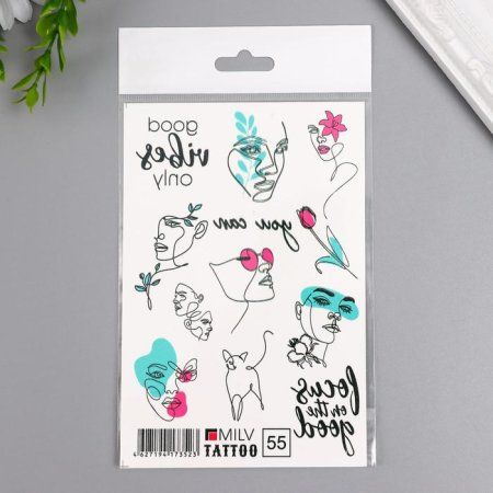 Татуировка на тело "Лица" 10 x 15 см SIM-7064900