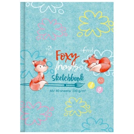 Скетчбук 80л. А5 BG "Foxy sketch" 7БЦ, 100 г/м2, матовая ламинация, выб. лак RE-С5т80_лм_вл_9646