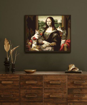 Набор для раскрашивания по номерам (холст на подрамнике) ФРЕЯ 50 х 40 см "Мона Лиза и котики" PNB/PL-248