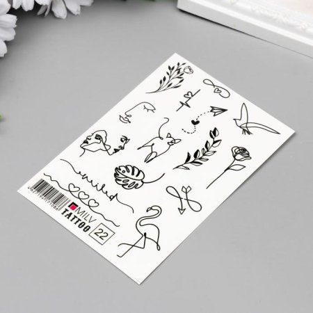 Татуировка на тело "Тонкие линии" 10 x 15 см SIM-7160442