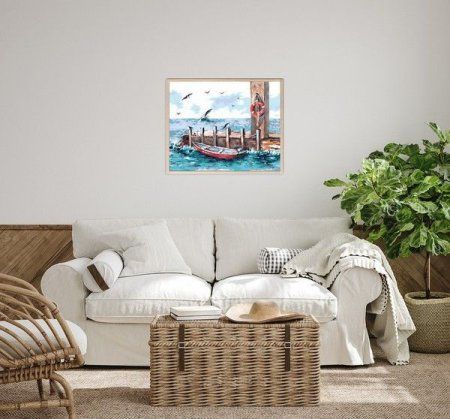 Набор для раскрашивания по номерам (холст на подрамнике) ФРЕЯ 50 х 40 см "На причале" PNB/PL-024