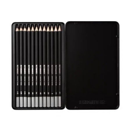 Набор чернографитных карандашей SKETCHMARKER 12 шт 2Н-14B, в металлическом пенале NP-SMGP-graphite12