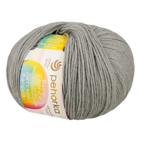 Пряжа Пехорская ПТ "Детский каприз" 50% мериносовая шерсть, 50% микрофибра 1 х 50 г 225 м №048 серый PEH-DET-CAP-048