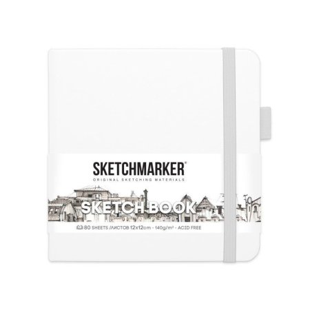 Блокнот для зарисовок SKETCHMARKER 140 г/м2 20 x 20 см 80 л, твердая обложка, Белый MP2314106SM