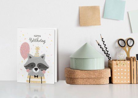 Кристальная (алмазная) мозаика ФРЕЯ открытка "Счастливый енот" 14.8 х 10.5 см ALVO-604