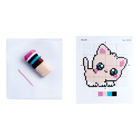 Набор для вышивания с пяльцами "Кисонька" пластиковая игла KOR-05367