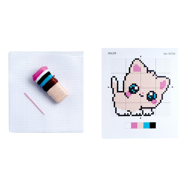 Набор для вышивания с пяльцами "Кисонька" пластиковая игла KOR-05367