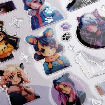 Наклейки гелевые MESHU "Neko" 10 x 23 см, пакет европодвес RE-MS_57665