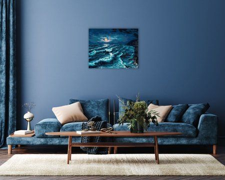 Набор для раскрашивания по номерам (холст на подрамнике) ФРЕЯ 50 х 40 см "Лунная ночь на море" PNB/PL-087