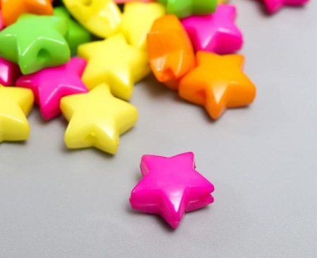 Бусины для творчества пластик "Звёздочки цветные" набор 100 шт 1.1 х 1.1 см SIM-3775404