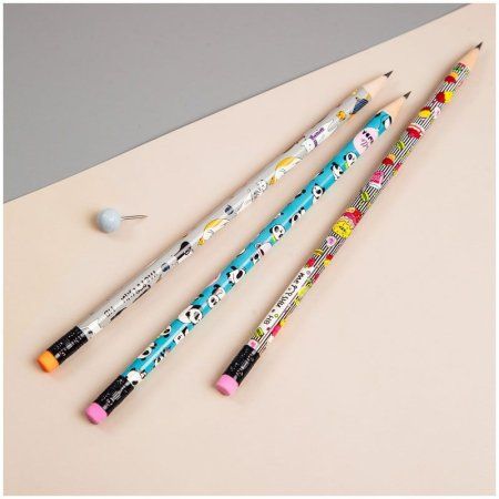 Карандаш ч/г MESHU "Mix" HB заточенный, с печатью, с ластиком, ассорти RE-311347