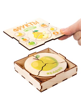 Деревянный пазл Десятое королевство "Фрукты" 6 элементов KOR-04551