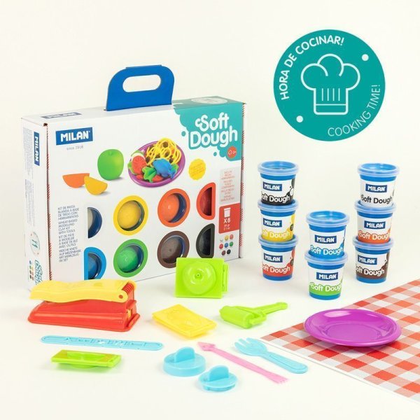 Набор массы для лепки MILAN Soft Dough Cooking Time 8 цв x 59 г + аксессуары ML-913308CT