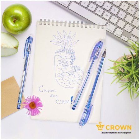 Ручка гелевая стираемая Crown "Erasable Jell" синяя, 0.5 мм RE-EG028 Ручка гелевая стираемая Crown "Erasable Jell" синяя, 0.5 мм RE-EG028