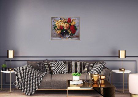 Набор для раскрашивания по номерам (холст на подрамнике) ФРЕЯ 50 х 40 см "Букет георгинов" PNB/PL-147