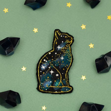 Набор для вышивания PANNA Живая картина. Брошь. Космическая кошка" 3.5 х 6 см JK-2274
