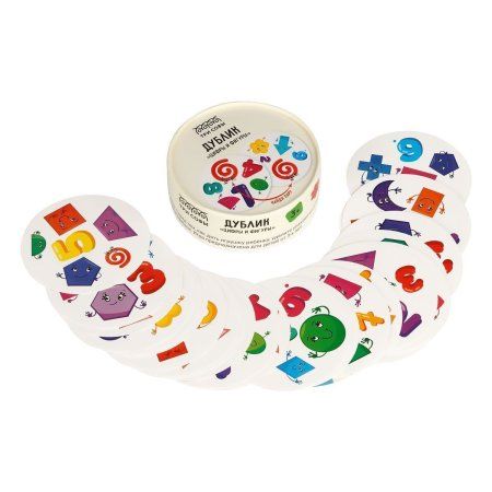 Настольная игра: ТРИ СОВЫ "Дублик. Цифры и фигуры" 30 карточек, картонная коробка RE-НИ_49425