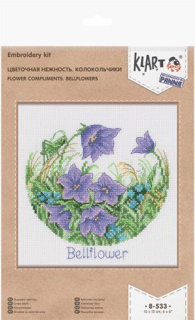 Набор для вышивания KLART "Цветочная нежность. Колокольчики" 15 x 15 см 8-533