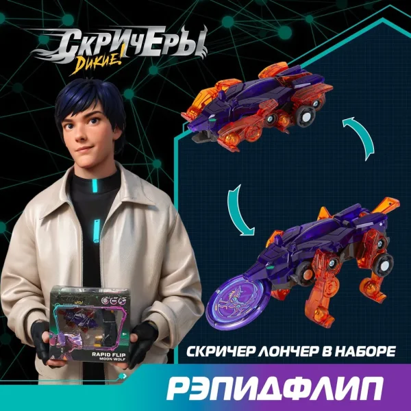 Дикие Скричеры. Игровой набор Рэпидфлип Мун Вульф S5. ТМ Screechers Wild ROS-62647