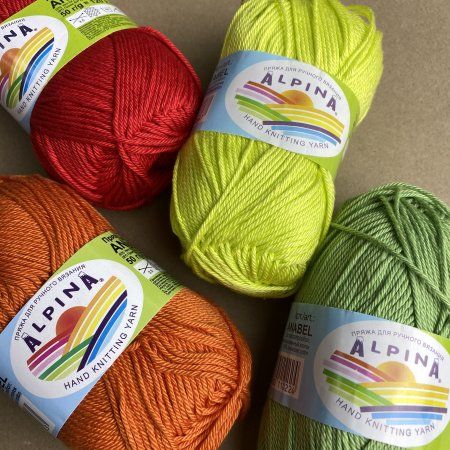 Пряжа ALPINA Anabel 100% мерсеризованный хлопок 50 г 120 м ± 6 м Пряжа ALPINA Anabel 100% мерсеризованный хлопок 50 г 120 м ± 6 м