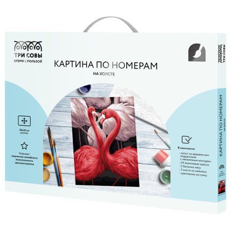 Картина по номерам на холсте ТРИ СОВЫ "Розовые фламинго" 30 x 40 см, краски, кисть RE-КХ3040_53872