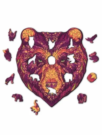 Деревянный пазл "Огненный медведь" МДФ UD-HD20035