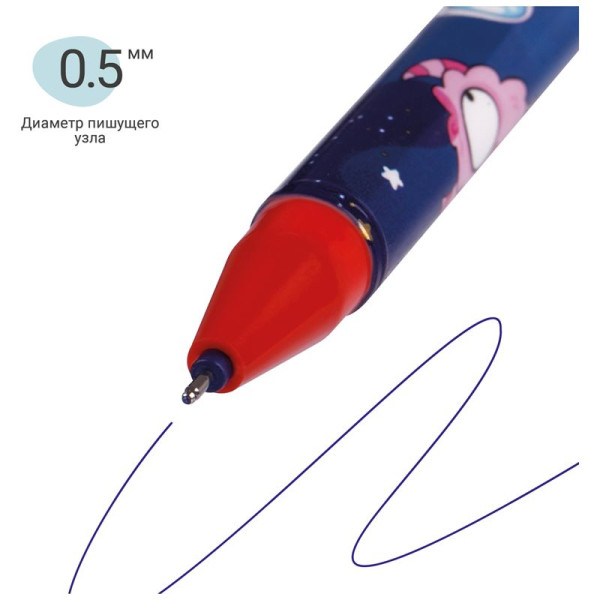 Ручка гелевая стираемая MESHU "Space Heroes" синяя, 0.5 мм, корпус ассорти, с топпером RE-MS_60997