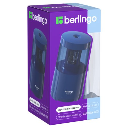 Точилка электрическая Berlingo "xBlade 400" 1 отверстие, фрезерное лезвие, с контейнером, картон. упаковка RE-BEs_37008