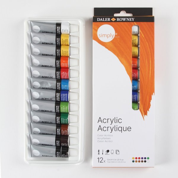 Набор акриловых красок DALER ROWNEY Simply 12 цв х 12 мл 126500012