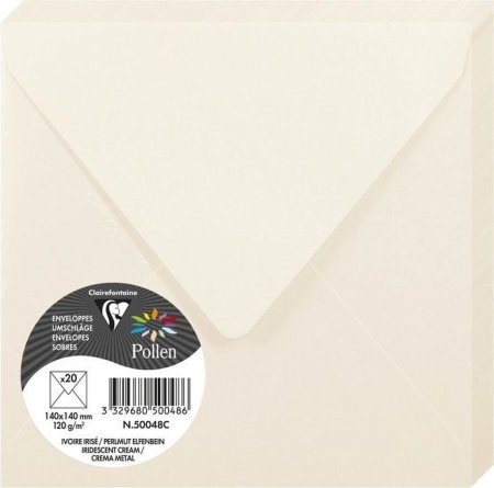 Конверт CLAIREFONTAINE Pollen 140 x 140 мм 120 г/м2 1 шт, кремовый перламутровый RH-50048C