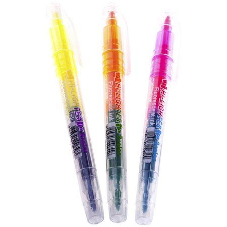 Набор текстовыделителей двухсторонних Crown "Multi Hi-Lighter Twin" 3 шт 6 цв 3/2 мм блистер RE-H2-1000-B/3