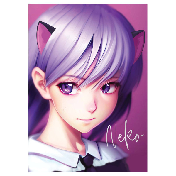 Тетрадь 40л. A5 клетка MESHU "Neko" матовая ламинация, тиснение фольгой, ЕВРО RE-MS_49798
