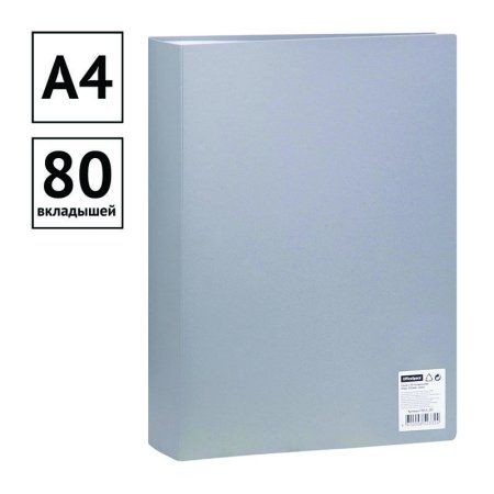 Папка с 80 вкладышами A4 OfficeSpace 30 мм, 600 мкм, серая RE-F80L4_297
