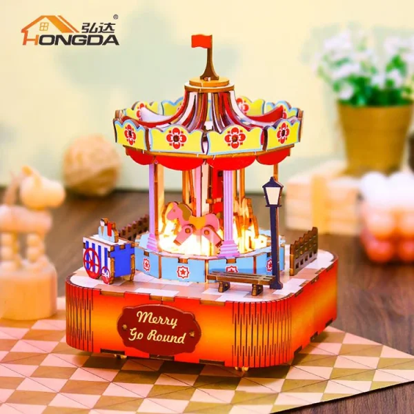3D пазл Музыкальная шкатулка: Вращающаяся карусель HD-MB004