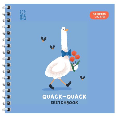 Скетчбук 60л. 150 x 150 мм MESHU "Quack-Quack" 120 г/м2, на гребне, выб. лак, soft-touch RE-MS_53040