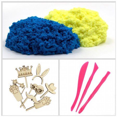 Набор для лепки PLUSH Пушистый пластилин 160 г синий + желтый AS-PL02201815