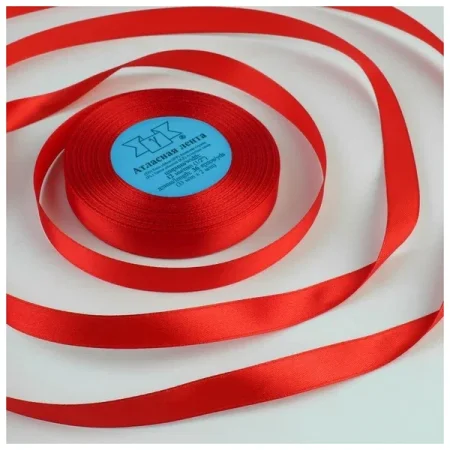 Лента атласная GAMMA 12 мм (1/2") 33 м ± 2 м №026 красный LEN-12-026