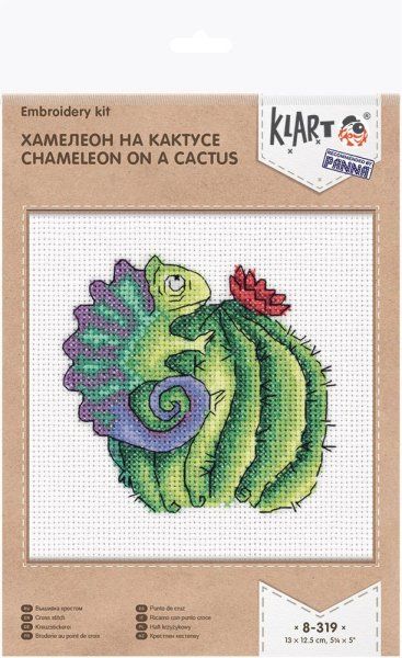 Набор для вышивания KLART "Хамелеон на кактусе" 13 x 12.5 см 8-319