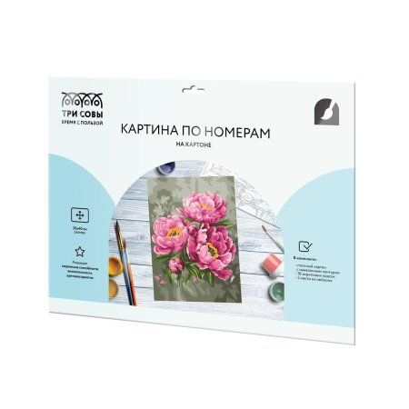 Картина по номерам на картоне ТРИ СОВЫ "Розовые пионы" 30 x 40 см, краски и кисть RE-KK3040_00012