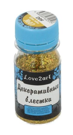 Декоративные блестки Love2art 15 г 1.5 x 0.2 мм № 07 золотой "голографик" DPF-07