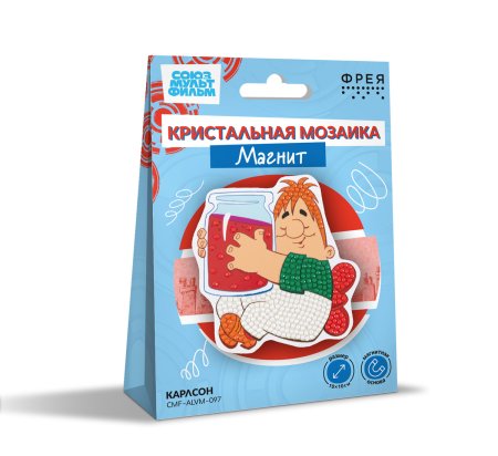 Кристальная (алмазная) мозаика ФРЕЯ магнит "Карлсон" 10 х 10 см CMF-ALVM-097