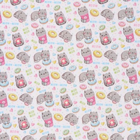 Бумага упаковочная глянцевая 70 x 100 см "Котики" SIM-10889844