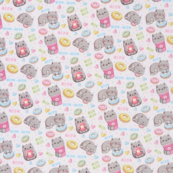 Бумага упаковочная глянцевая 70 x 100 см "Котики" SIM-10889844